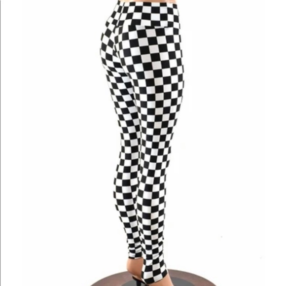 High-Waisted, Checker Coquetry Leggings - Picture 4 of 6